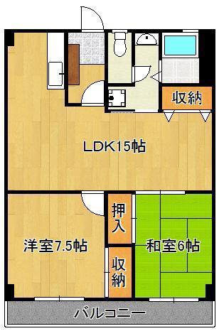 エーコービル(2LDK/4階)の間取り写真