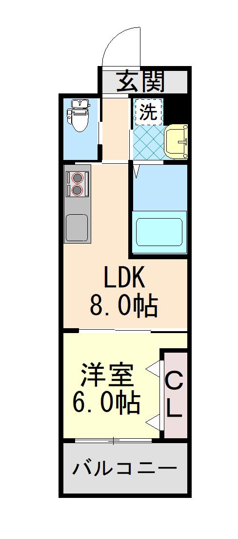 プリオーレ三宮(1LDK/11階)の間取り写真