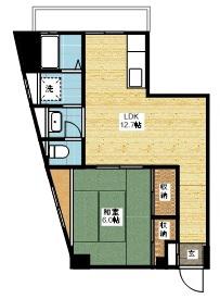 横内マンション(1LDK/2階)の間取り写真