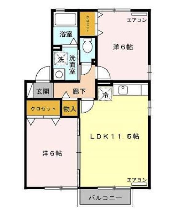 ファミール B・C(2LDK/2階)の間取り写真