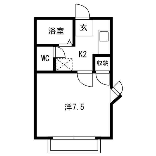 ラシーヌ美津乃(1K/1階)の間取り写真