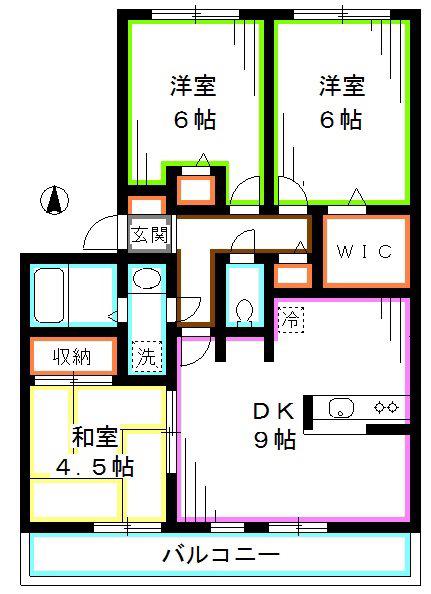 フォーレストヒルズII(3DK/1階)の間取り写真