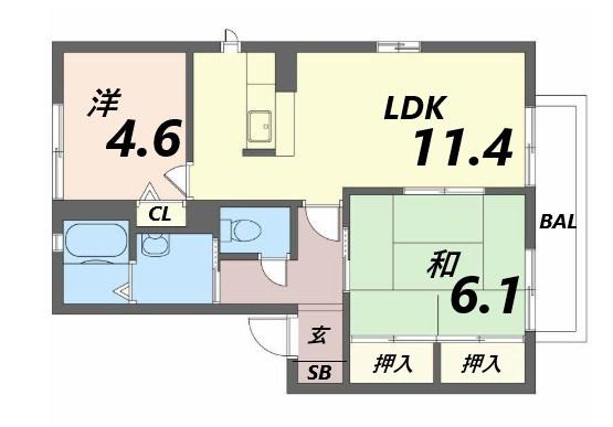 シャーメゾンTOMAMI(2LDK/1階)の間取り写真