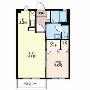アーバンスクエアK棟(1LDK/2階)の間取り写真