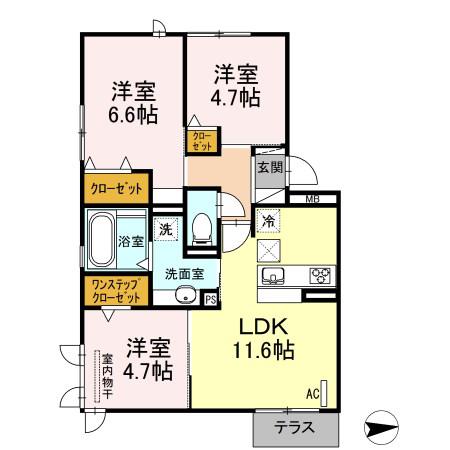D-ROOM鳥飼(3LDK/1階)の間取り写真