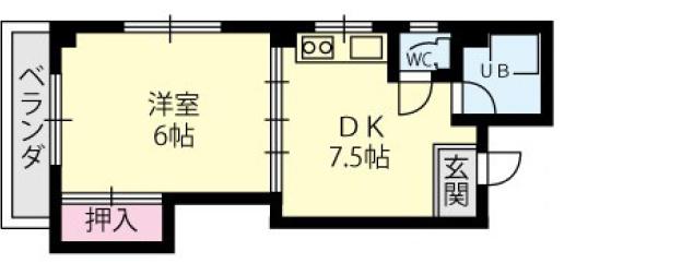 城村マンション(1DK/4階)の間取り写真