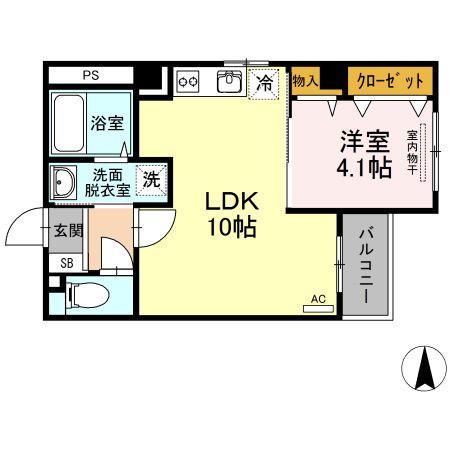 OTC田町マンション(1LDK/3階)の間取り写真