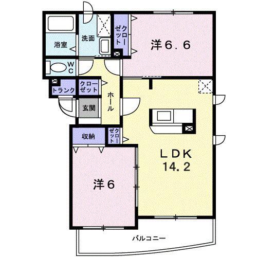 エビス・ステージA(2LDK/2階)の間取り写真