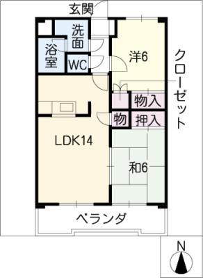 ベルテ21MIURA(2LDK/3階)の間取り写真