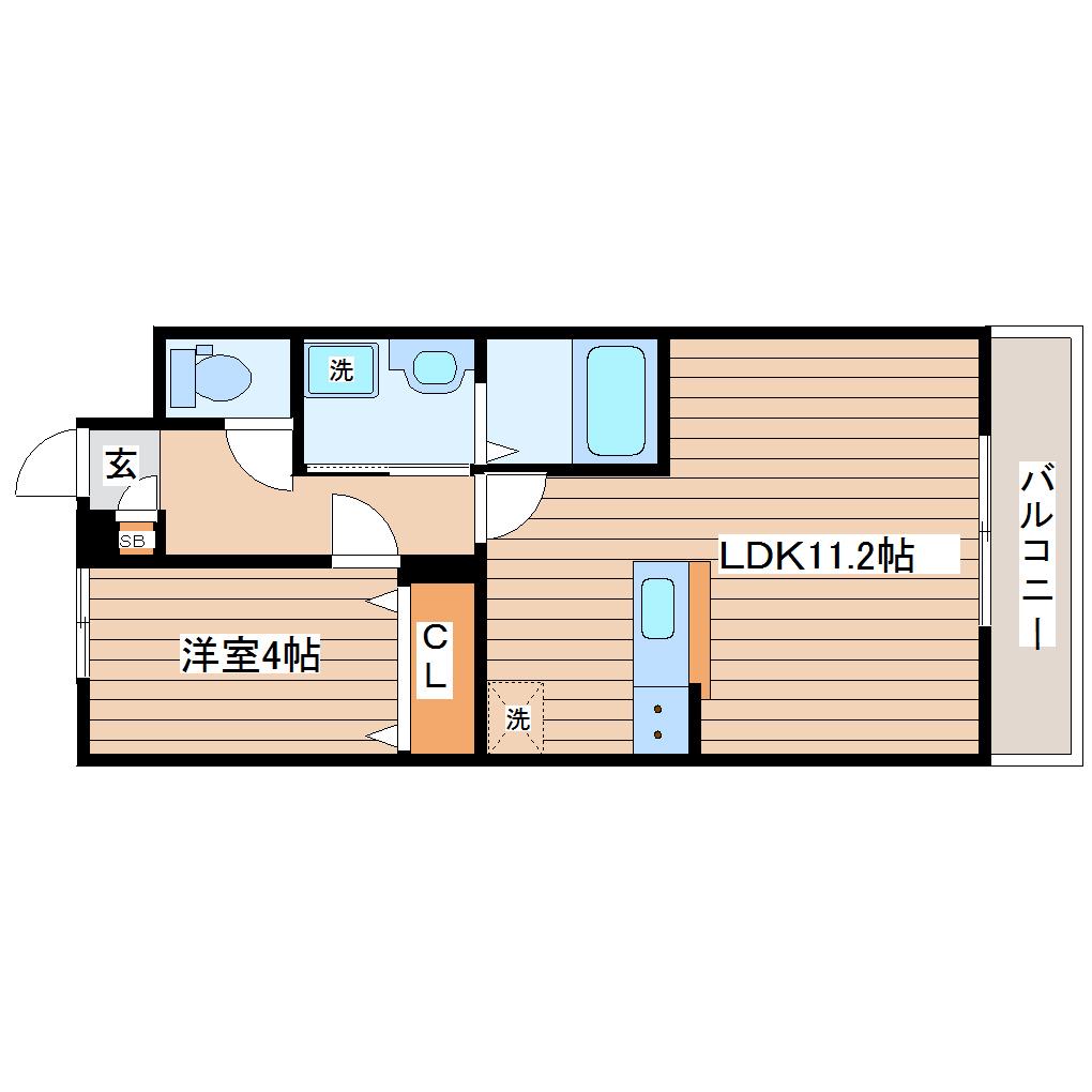 ユ シェルポン(1LDK/2階)の間取り写真