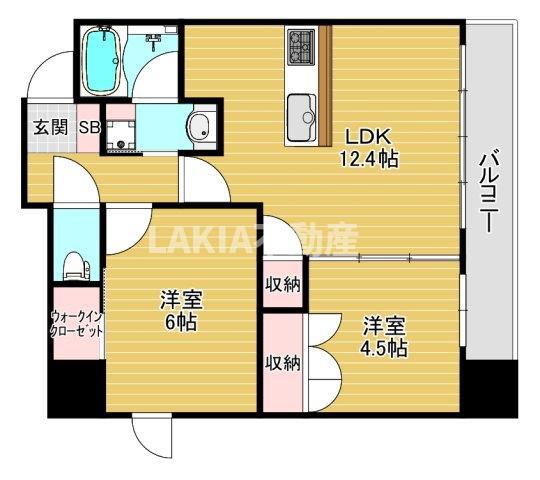 STANDZ四天王寺前夕陽丘(2LDK/4階)の間取り写真