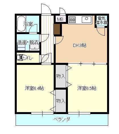ベル ペイサージュ(2DK/3階)の間取り写真