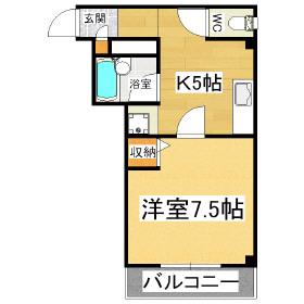 ダリヤビル(1K/2階)の間取り写真