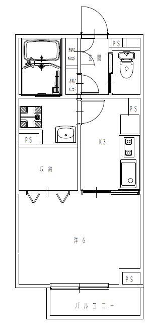 カサブランカ湘南(1K/2階)の間取り写真