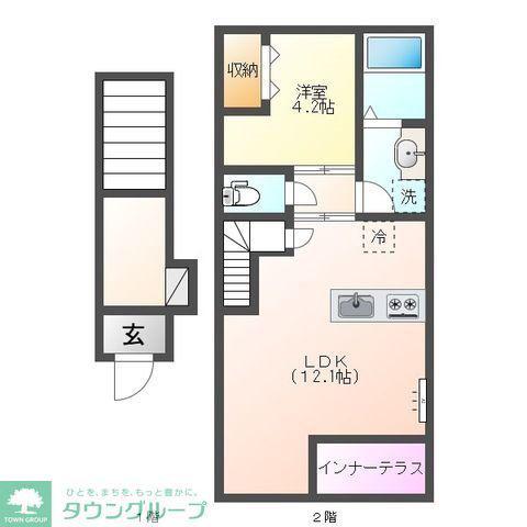 アルデュール ロゼ(1LDK/2階)の間取り写真