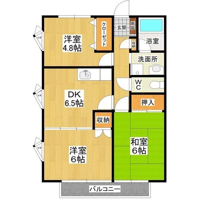 サマックスQI(3DK/2階)の間取り写真