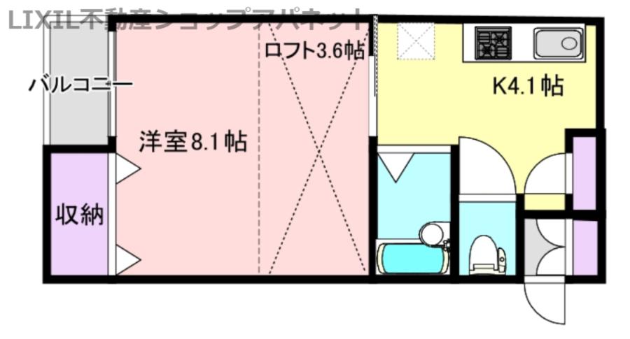 JR信越本線 新潟駅 徒歩21分 2階建 築33年(1K/2階)の間取り写真