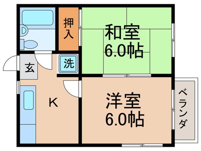 桜コーポ(2K/1階)の間取り写真