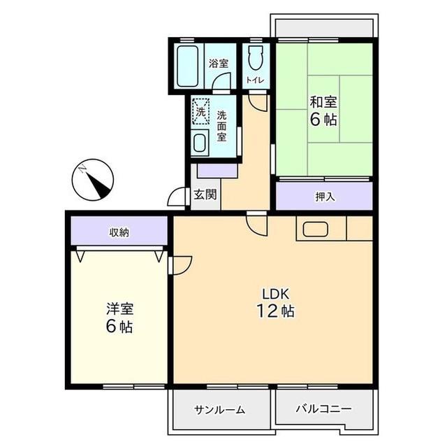 バードランドヒル(2LDK/2階)の間取り写真