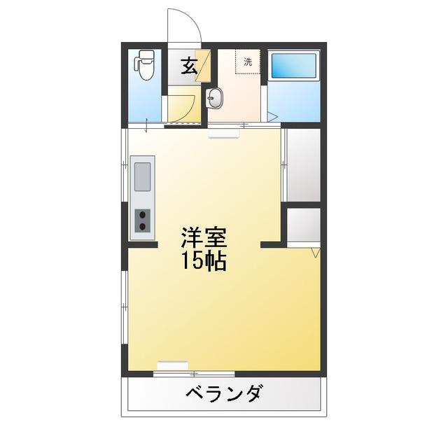 フラット錦ヶ丘(ワンルーム/1階)の間取り写真