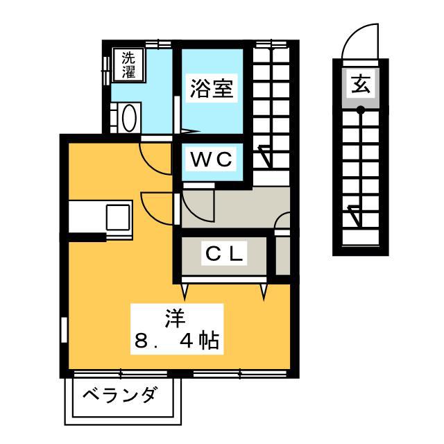 CREA(ワンルーム/2階)の間取り写真