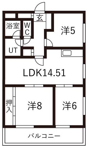 ユニーブル原央(3LDK/13階)の間取り写真