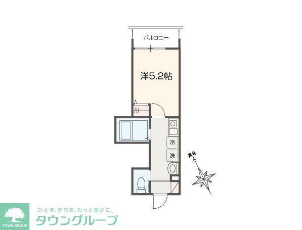 MELLAS鳩ヶ谷(1K/1階)の間取り写真