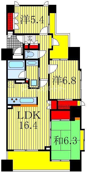ローレルコート南柏(3LDK/6階)の間取り写真