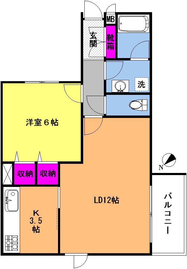 グランドメゾン多摩川(1LDK/6階)の間取り写真