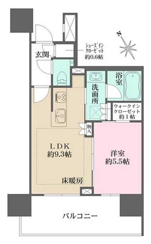 ザ・パークハウス渋谷美竹(1LDK/10階)の間取り写真