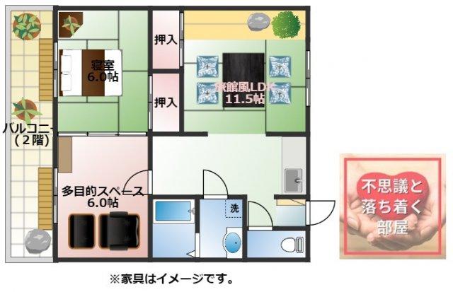 コンフレール今宿(2LDK/2階)の間取り写真