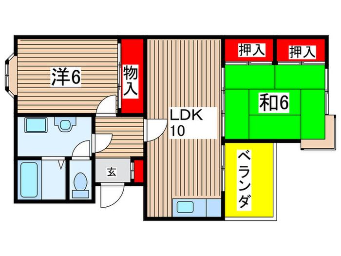 フェリスII(2LDK/2階)の間取り写真