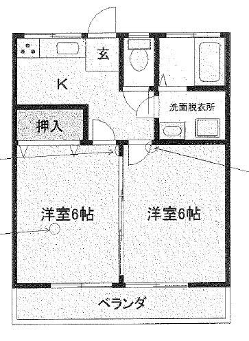 第2井上コーポ(2DK/2階)の間取り写真