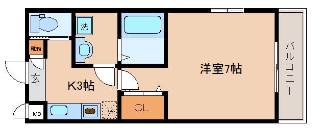 ワコーレヴィータ神戸下沢通PLUS(1K/2階)の間取り写真