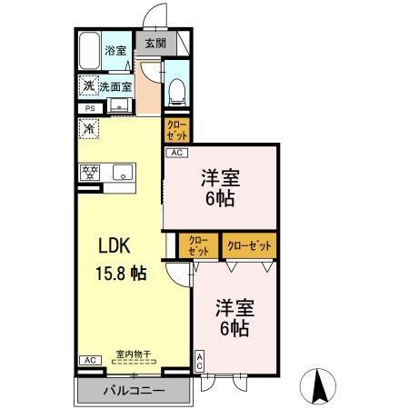 セレスティア高島平III(2LDK/2階)の間取り写真