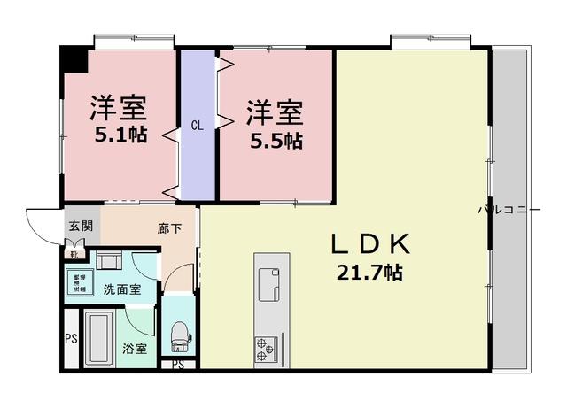 ファーストタウン(2LDK/6階)の間取り写真
