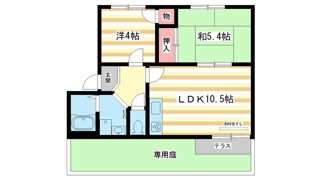 グリーンコーポA(2LDK/1階)の間取り写真