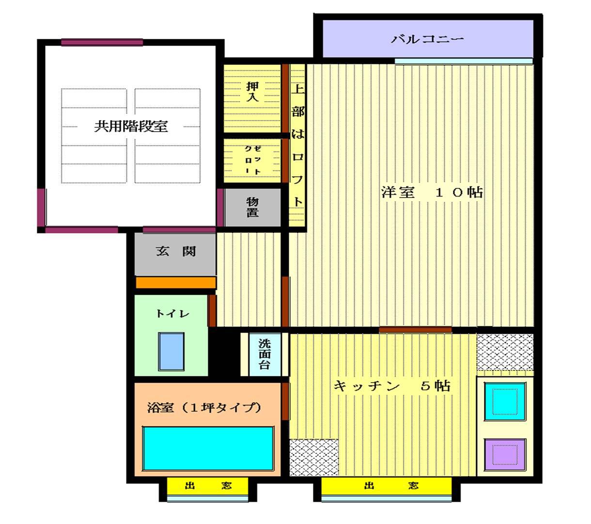 プチシャトーF(1DK/2階)の間取り写真