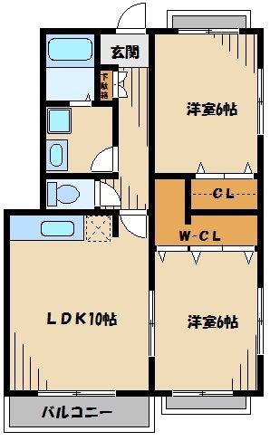 パラッツオII(2LDK/2階)の間取り写真