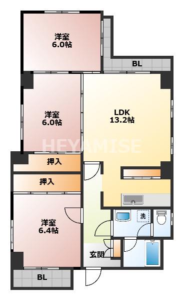 MTマンション(3LDK/1階)の間取り写真