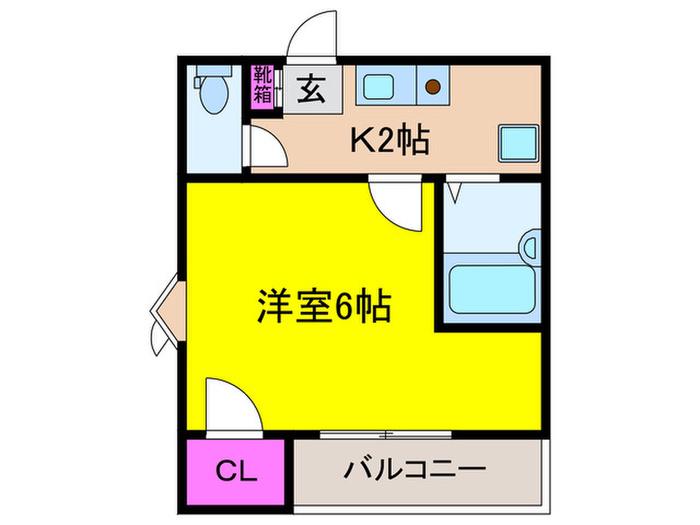 プリマヴェーラ梅ヶ枝(1K/6階)の間取り写真