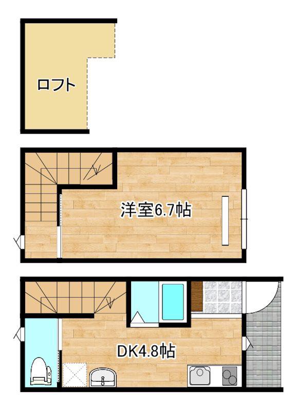 NINE BASES(1DK/1階)の間取り写真
