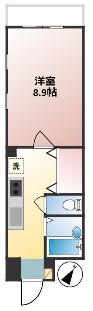 コーポウィステリアII(1K/4階)の間取り写真