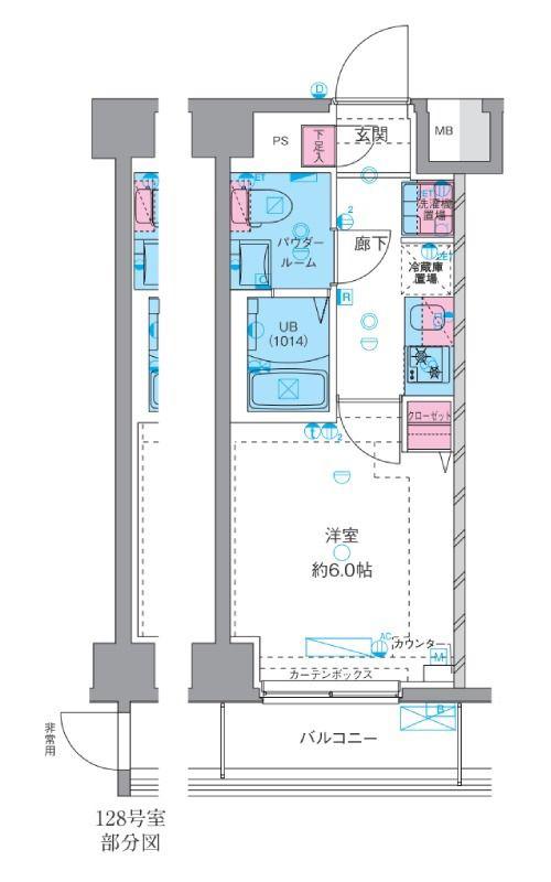 GENOVIAお花茶屋IISKYGARDEN(1K/1階)の間取り写真