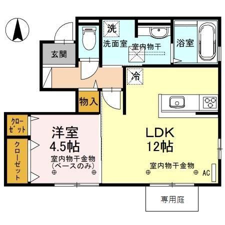 コンフォルタB(1LDK/1階)の間取り写真
