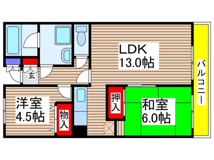第二大越ビル(2LDK/1階)の間取り写真