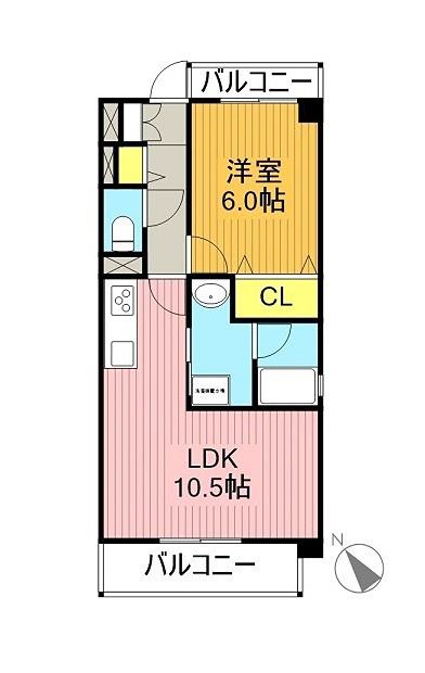 リブ荒池(1LDK/2階)の間取り写真