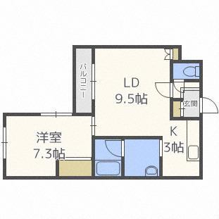 サンライズN25(1LDK/3階)の間取り写真