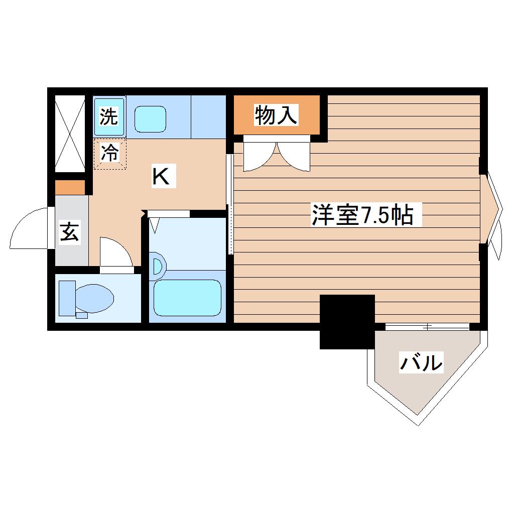 旭コンフォート中田(1K/4階)の間取り写真