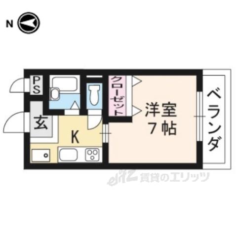 シャトーMUKUNOKI(1K/1階)の間取り写真